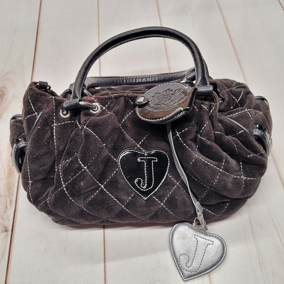 Juicy Couture Handbags - Vintage Juicy Couture quilted velour terry large black bag shoulder purse